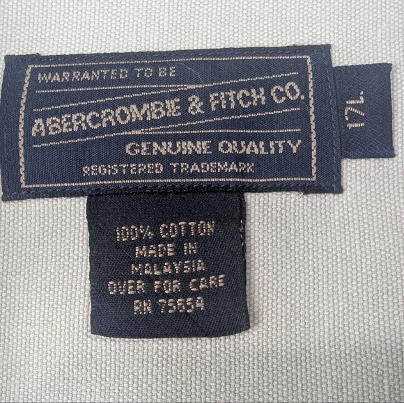 Abercrombie & Fitch 17L (Probably 2XLT) Tan Button Down Shirt Vintage - Picture 2 of 11
